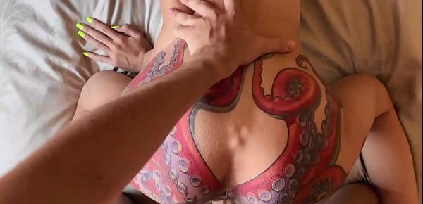  Tattooed ass busty amateur POV banged